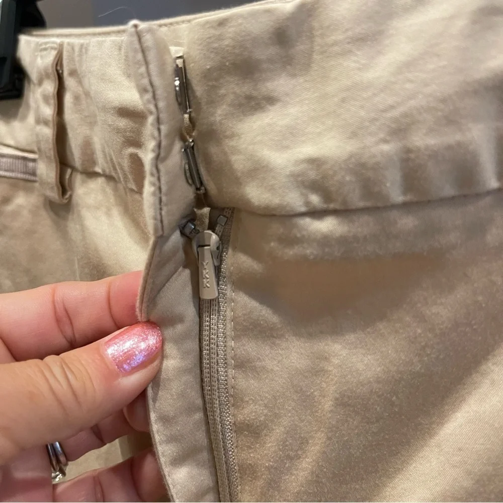 AB: Talbots Women's Pants Petite Size 10P Satin finish Cotton Blend Stretchy Tan